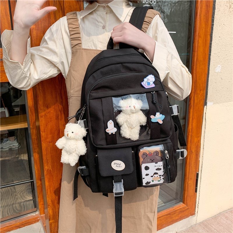 Picture of Ins-style Large Capacity Senior high school Student Schoolbag Women's Korean-style Harajuku ulzzang Cartoon Backpack for Junior High School Students Backpack