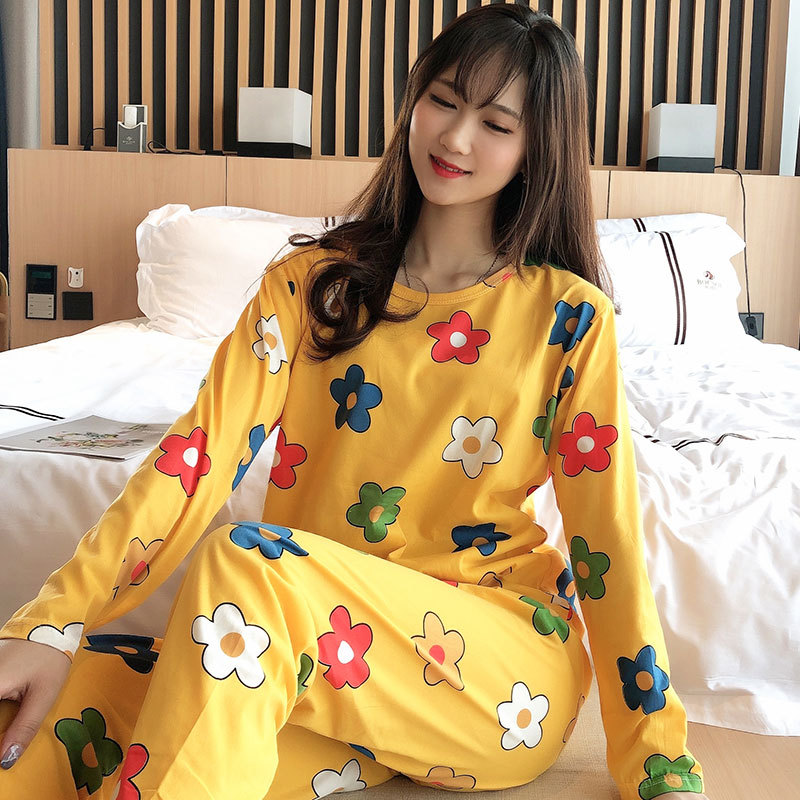 Picture of Factory Clearance Welfare Spring and Autumn Pajamas Women's Casual Comfortable Lady Style Long Sleeve Trousers Two-Piece Home Clothes