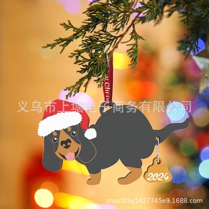 Independent Station New Christmas Ornaments Poopingpooches Wooden Pooping Dog Interesting Gift Ideas