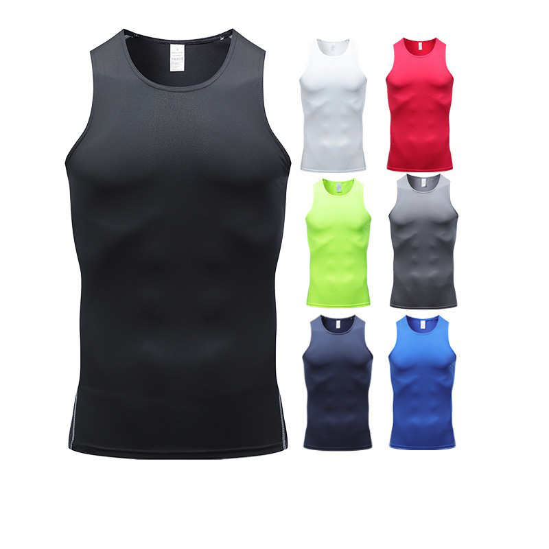 Men's sports training elastic tight quick-drying vest summer men's basketball running fitness sleeveless top summer clothes