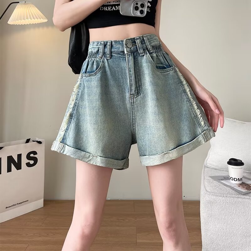 Blue Denim Short Skirt for Women High Waist Summer New Large Size Large Skirt Fat mm Covers the Belly and Crotch A-Line Skirt Pants