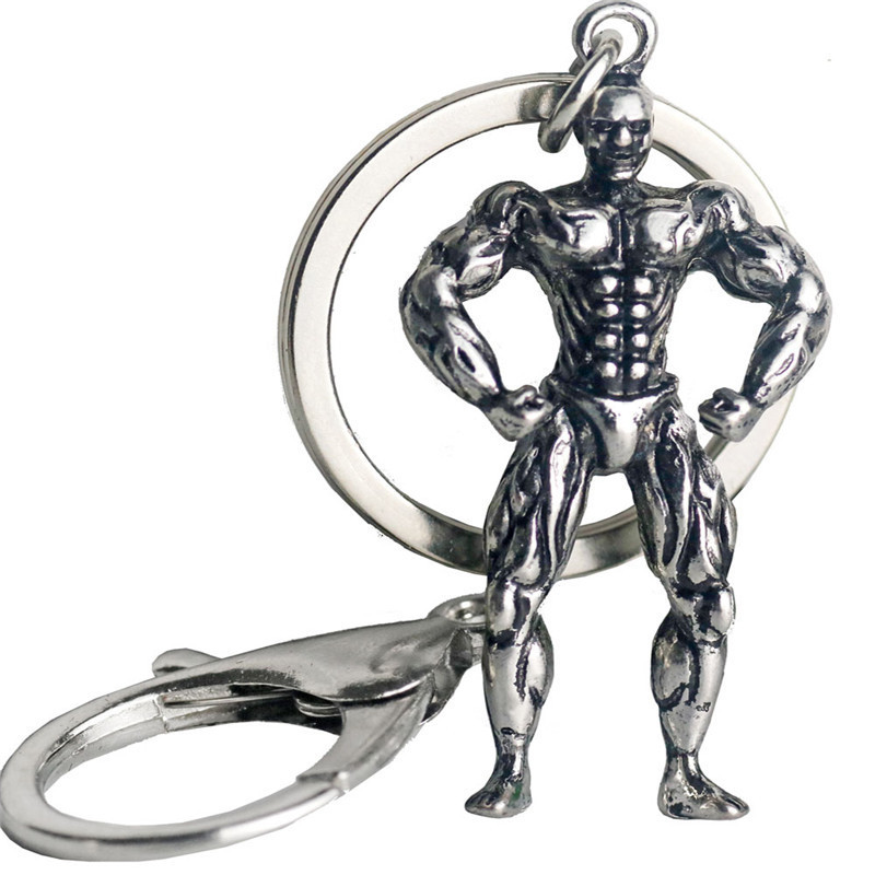 3D Muscle Men Metal Keychain Creative Fitness Little Man Keychain Pendant Sports Souvenirs