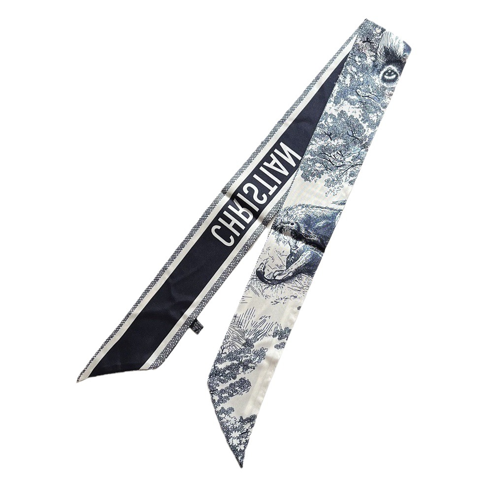 Silk Scarf Tying Bag for Women Silk 2024 New Fashion Versatile Zoo Tiger Ribbon Headscarf Hair Ribbon Scarf