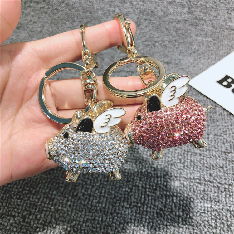 2019 Flying Piggy Keychain Zodiac Car Key Chain Ring Couple Diamond Small Gift This Year Small Pendant