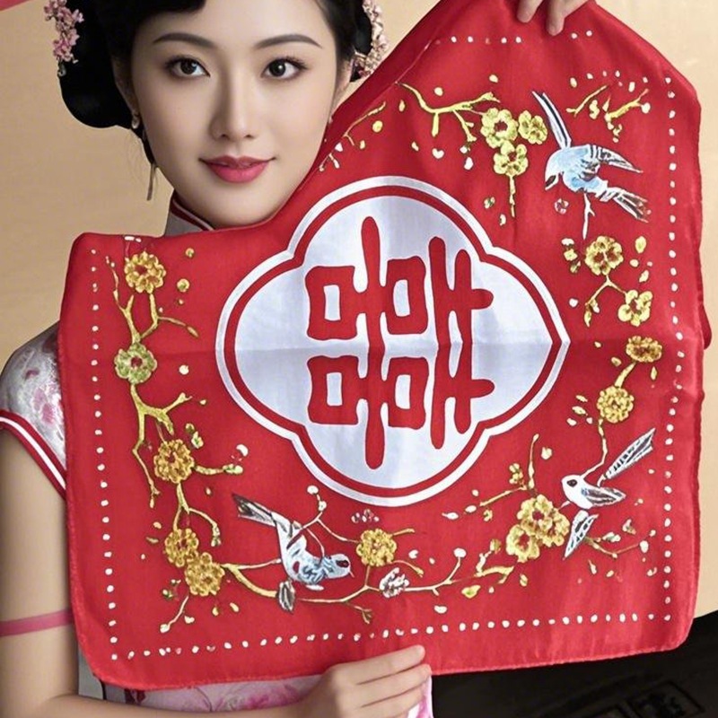 Wedding supplies red handkerchief dragon and phoenix forever knot concentric red handkerchief 26cm festive handkerchief bridal handkerchief factory wholesale