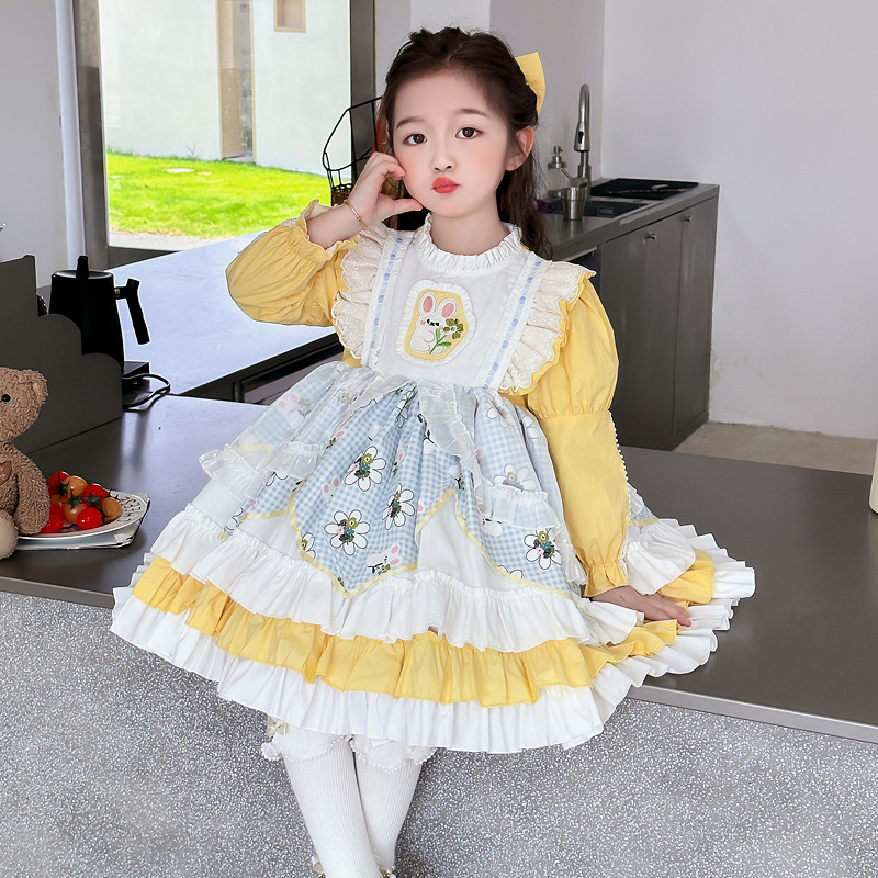 Lolita girls princess dress spring 2025 new style children's long sleeve dress girls spring and autumn skirt