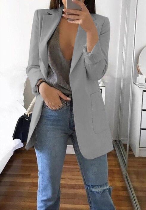 Picture of Wish Amazon 2021 European and American fashion lapel slim cardigan elegant suit jacket women