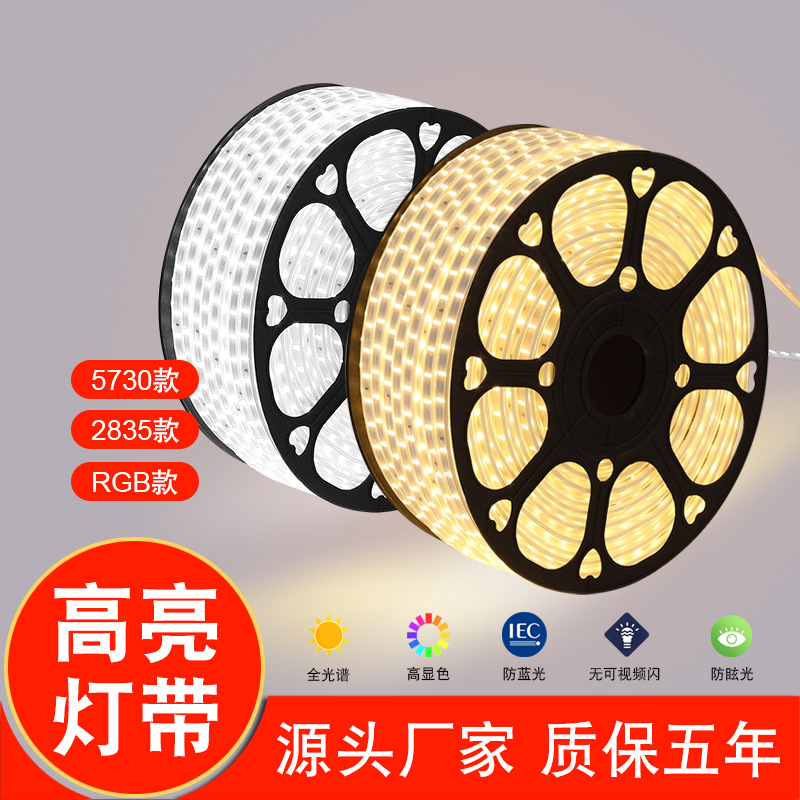 Factory Wholesale Led Light Strip 2835 High Brightness Outdoor Waterproof High Voltage Double Row 220V with Self-Adhesive Dimming Light Strip