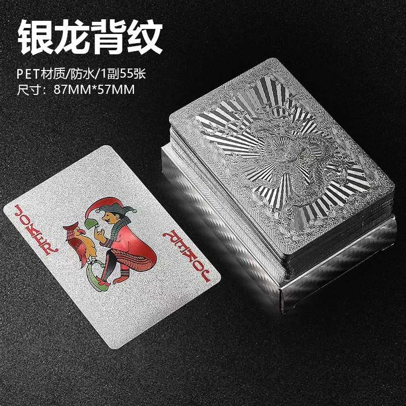 Picture of Gold Foil and Silver Plastic Playing Cards in Stock Pet Waterproof and Wear-Resistant Landlord Entertainment Chess and Card Board Games Wholesale Factory in Stock