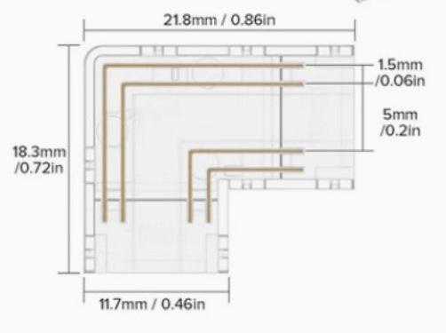 Picture of cob strip connector mini crystal buckle L type no dark area welding-free joint 5mm 8mm strip welding-free connector