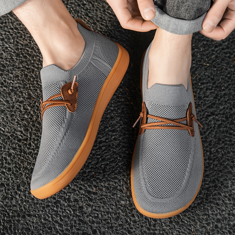 Cross-Border Large Size Wide-Toe Barefoot Shoes Spring New Breathable Mesh Fly-Knit Sports and Casual Shoes Trendy Running Shoes