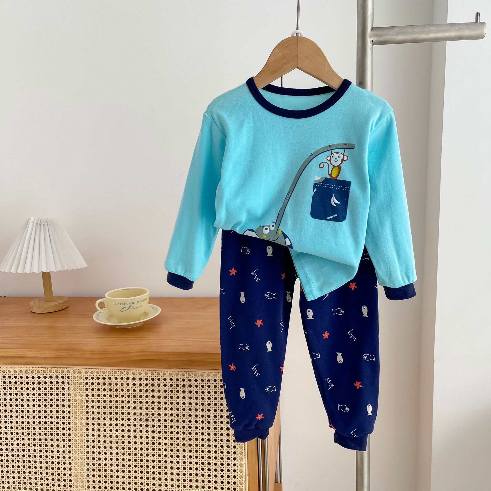 Picture of Children's underwear suit new boys and girls autumn and winter pajamas baby autumn clothes autumn pants home clothes children's clothing wholesale generation