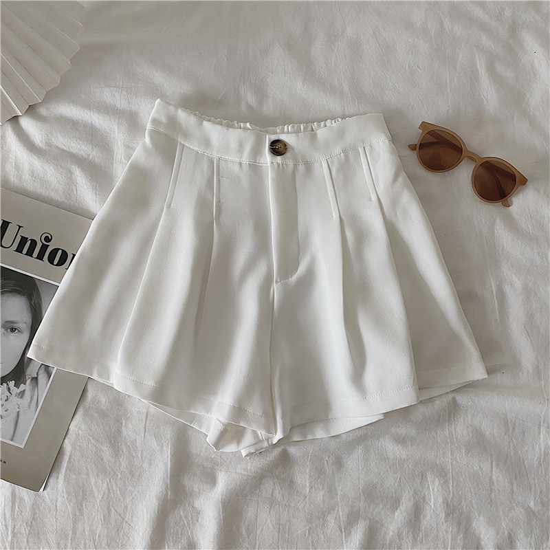 Picture of White Casual Suit Shorts for Women 2024 New Summer Thin Small High-Waist Slim A-Line Wide-Leg Hot Pants