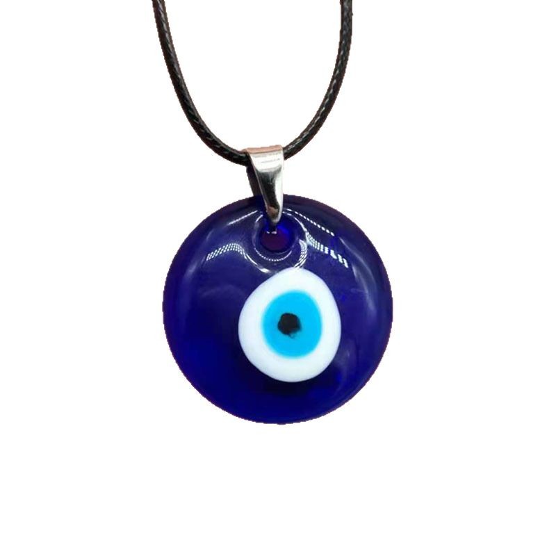 Picture of Hot-Selling Turkish Blue Evil Eye Necklace Wax Cord Round Eye Pendant 3cm in Stock European and American Style