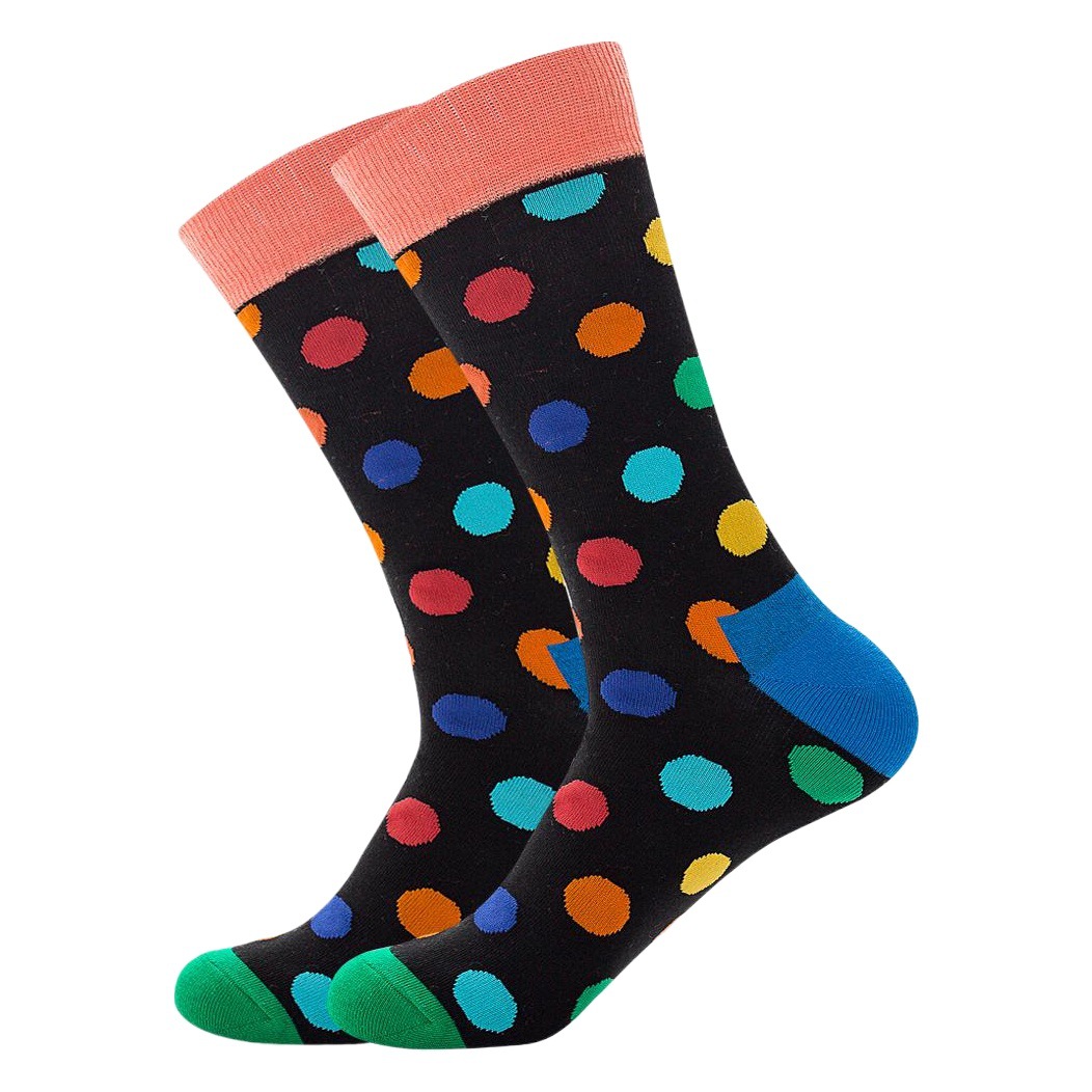 Cross-Border Autumn Trendy Brand Socks Same Style Amazon Polka Dot 12-Color Men's Socks Hip-Hop Mid-Calf Socks Street Socks Trendy