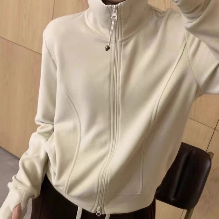 2024 winter new Korean fashion zipper stand collar velvet sweater women's casual all-match long sleeve cardigan coat trendy
