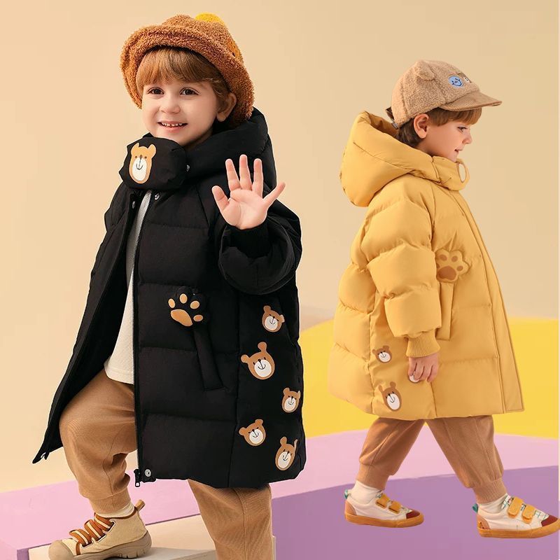 Picture of 2024 new children's cotton-padded jacket long girls bear paw print baby winter cotton-padded jacket coat padded winter clothing