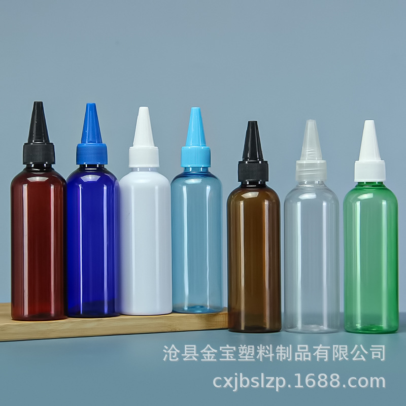 Spot 100ml transparent pointed nose bottle 100ml square plastic bottle pet oil bottle painted pigment bottle
