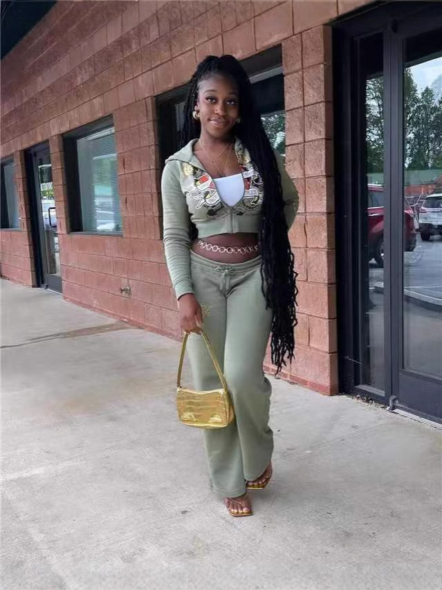 Picture of 2024 Amazon European and American Clothing Cross-Border Foreign Trade Casual Street Printing 2-Piece Bestie Outfit Multi-Color Suit
