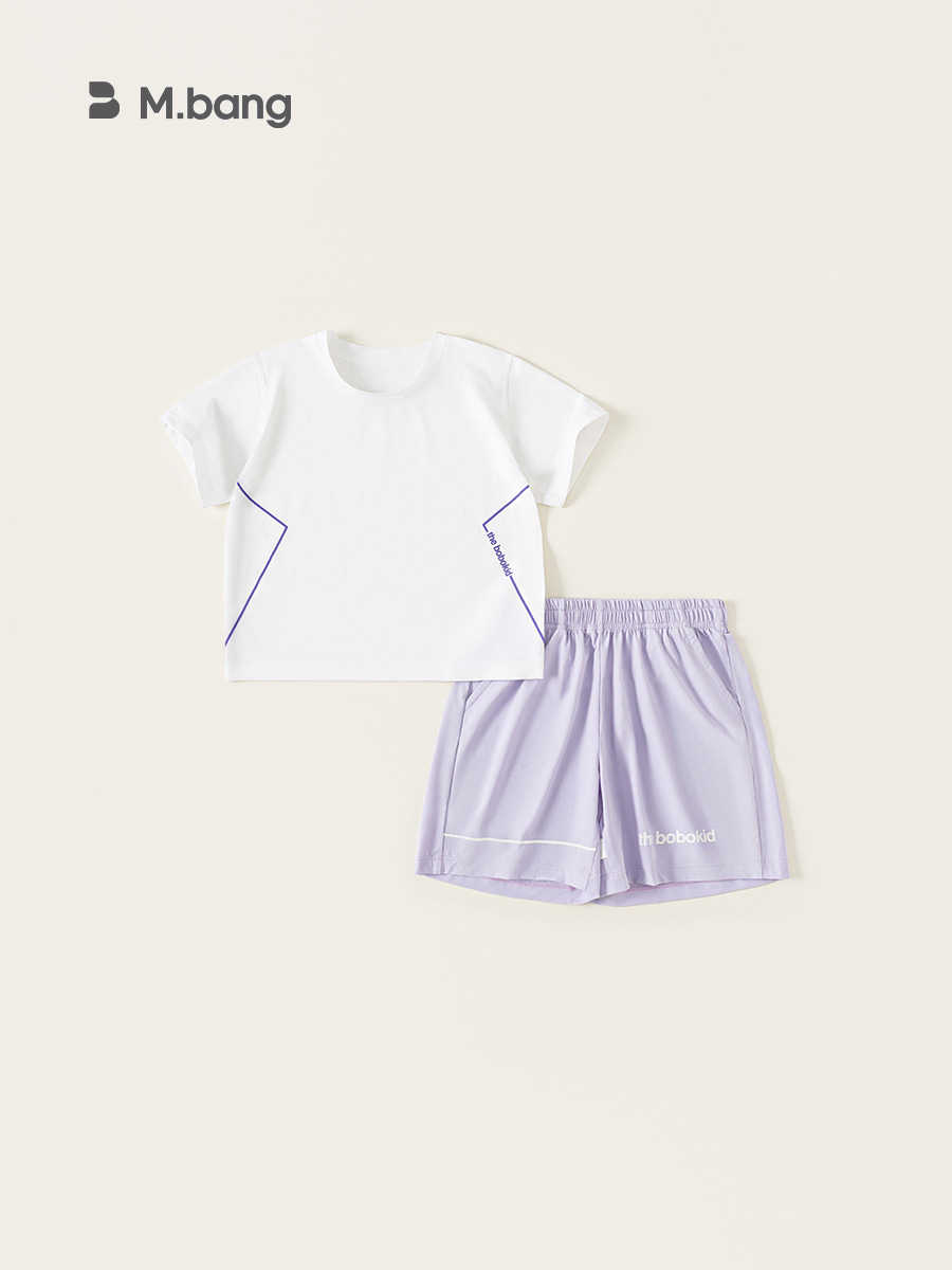 Youbao Kidsren's Clothing Summer New Kidsren's Mesh Suit Clothes Boys Short-Sleeved Shorts Two-Piece Set Girls Suit