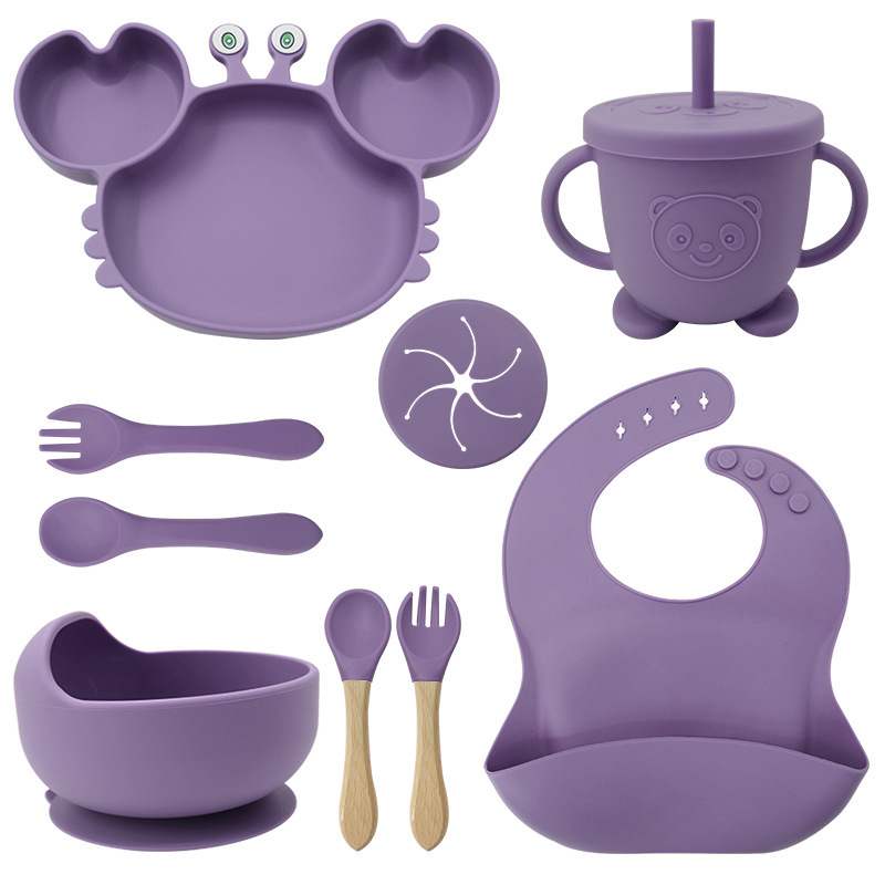 Picture of Baby silicone tableware crab plate suit food supplement bowl bib food grade tableware suit factory direct supply cross-border