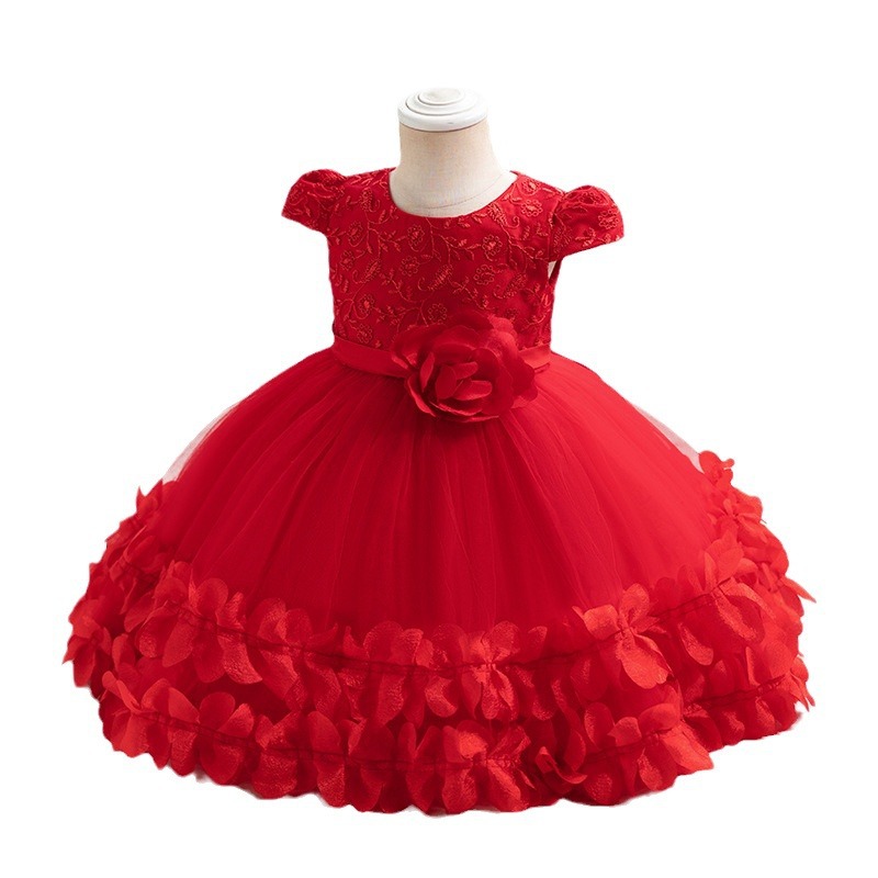 Picture of New cross-border children's performance dress lace princess dress festival unkempt dress gauze skirt one-year-old dress dress performance dress