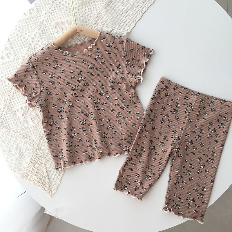 Picture of Baby Pajamas Summer Thin Set Polka Dot Fashionable Girls Summer Two-Piece Set Home Clothes Children's Air-Conditioned Clothes for Women