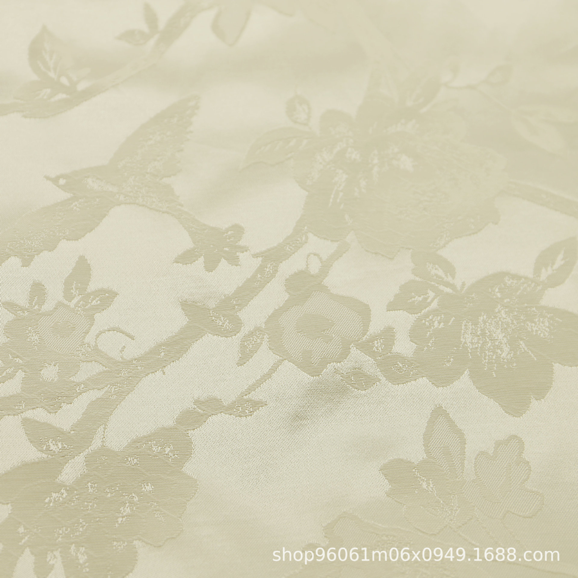 Picture of Tencel Linen Imitation Silk Satin Fabric with Floral and Bird Jacquard Pattern, Rose Jacquard Fabric for Hanfu, New Chinese Style Dress Fabric, Large Jacquard