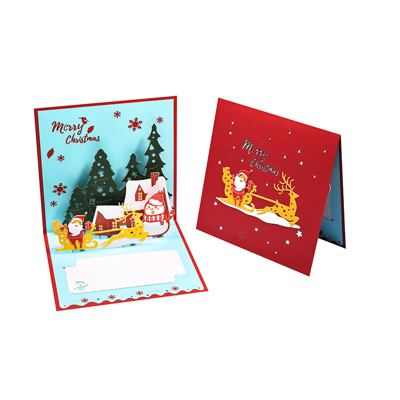Picture of New Creative Amazon Cross-Border 3D Greeting Card Holiday Greetings Handmade Card Color Printed Christmas Lettering