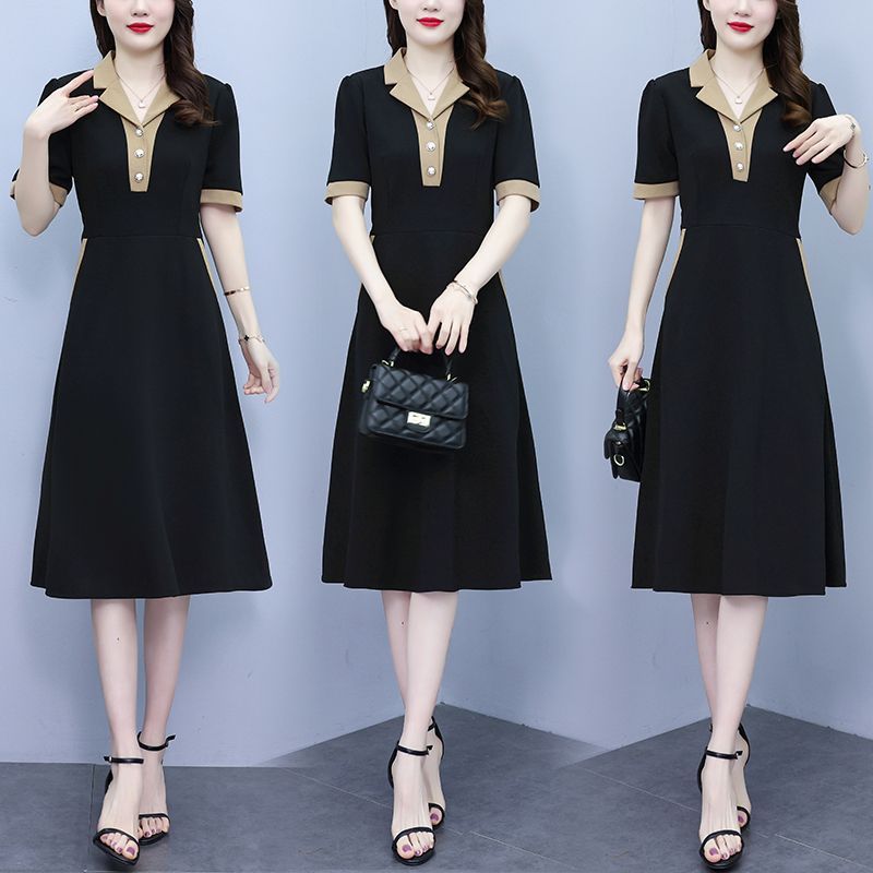 [40.00 kg-100.00 kg] Autumn New Fashion Korean Belly Covering Slim Stitching Long dress A- line Skirt