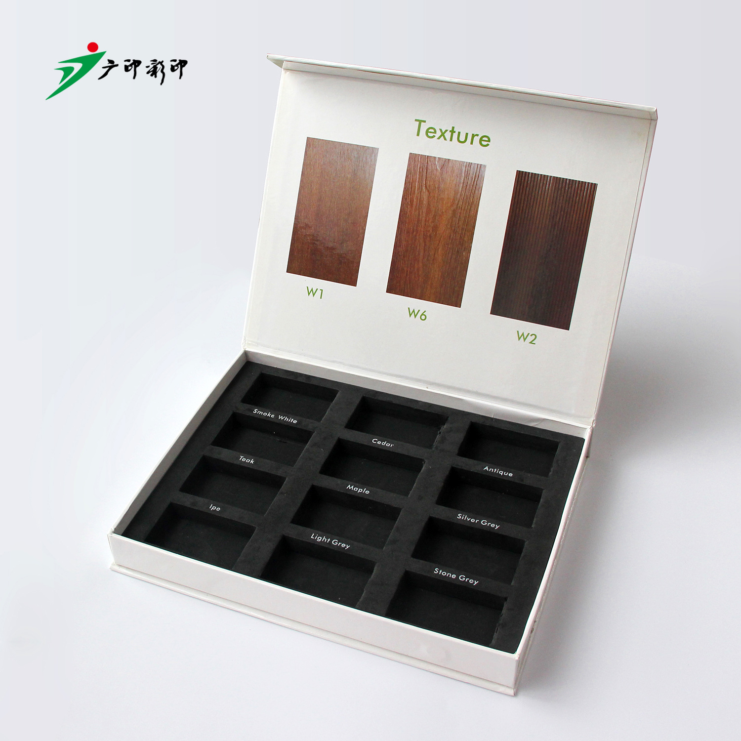 Color Card Sample Display Box Membership Card Packaging Box Wooden Floor Color Plate Box High-End Glass Hardcover Flip Sample Box