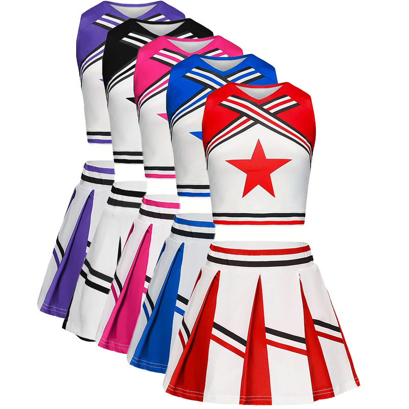 Children's Cheerleading Performance Costume Women's Short-sleeved suit Games Cheerleading Aerobics Costume Dance Performance Costume