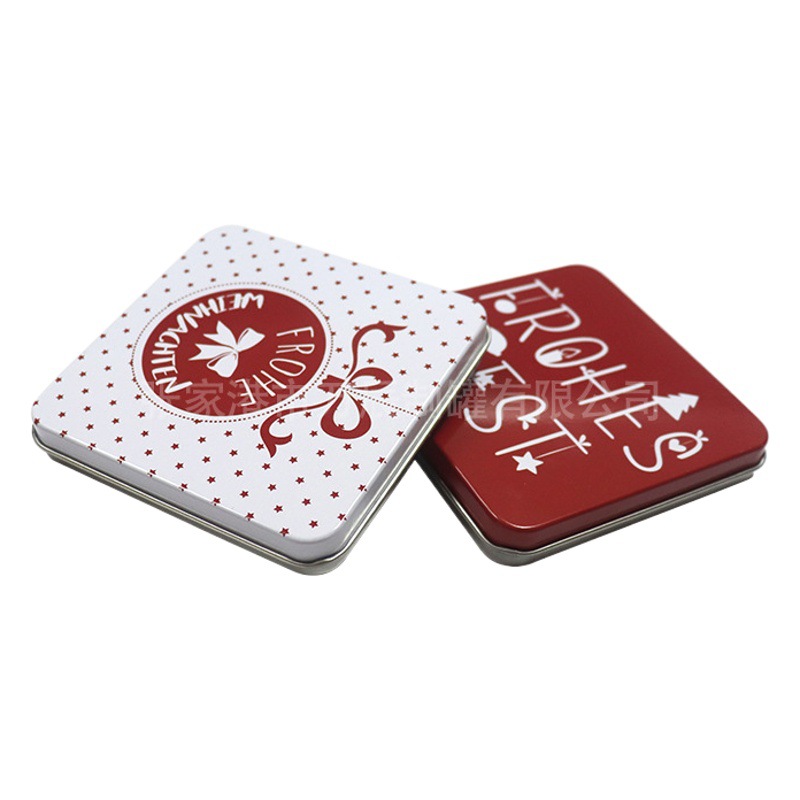Christmas Square Iron Box Candy Creative Jewelry Tinplate Metal Storage Square Iron Box Printable logo