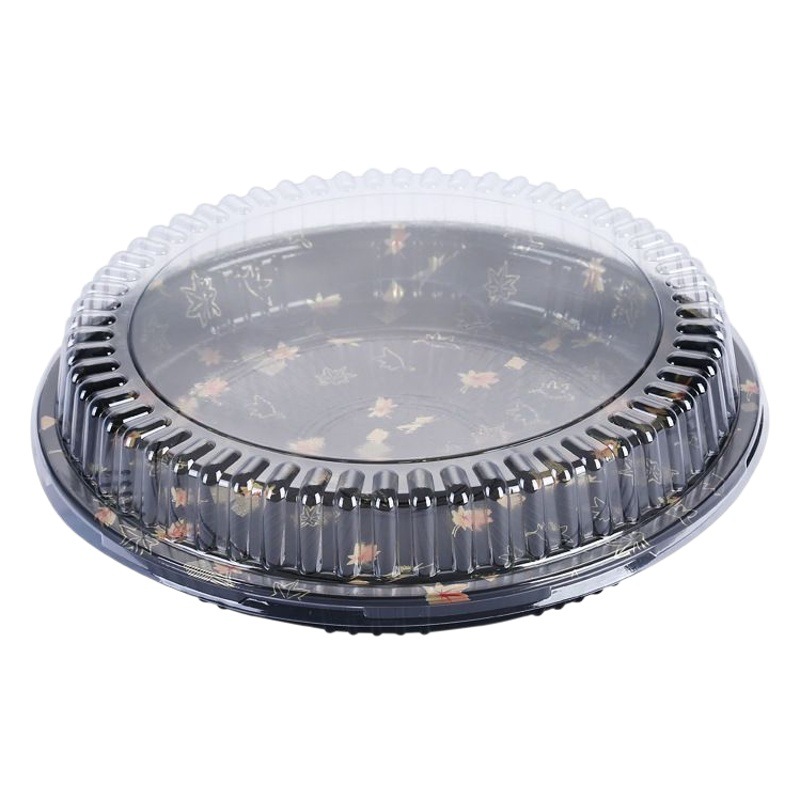 Disposable take-out packing box with lid factory wholesale box salmon gold leaf printed disc sushi box