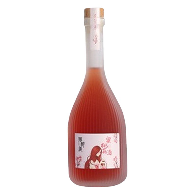 Factory wholesale plum wine bottle frosted transparent home-brewed fruit wine filling empty bottle big belly pattern glass bottle high white material