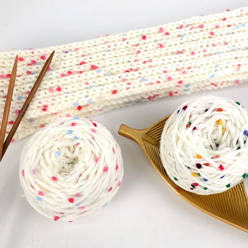 Rainbow Candy Wool Weaving Soft and Delicate Scarf Material Package Handmade DIY Knitting Rainbow Bean Scarf Thread