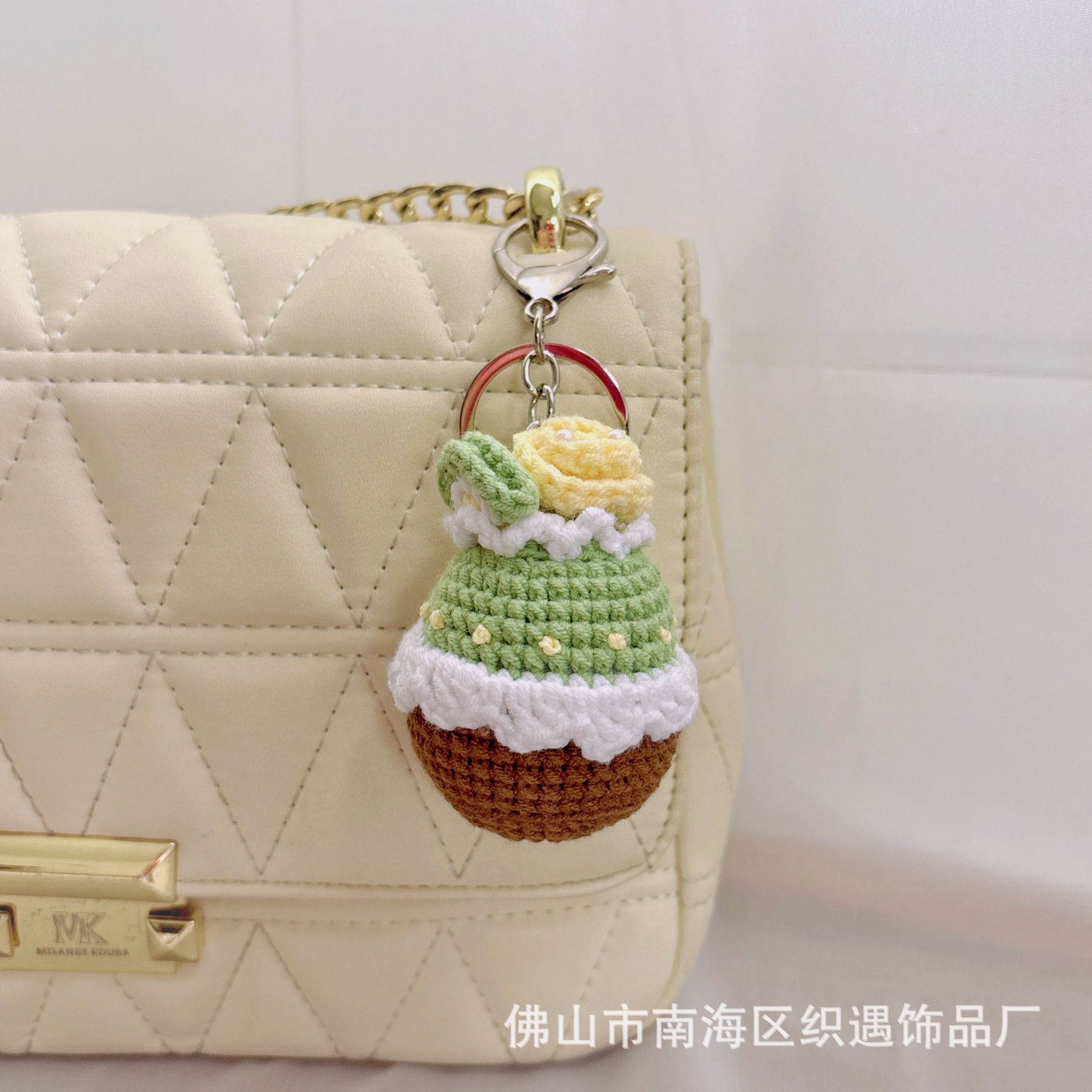 Picture of Handmade crocheted Cola package simulation food pendant creative wool woven small pendant keychain bag pendant