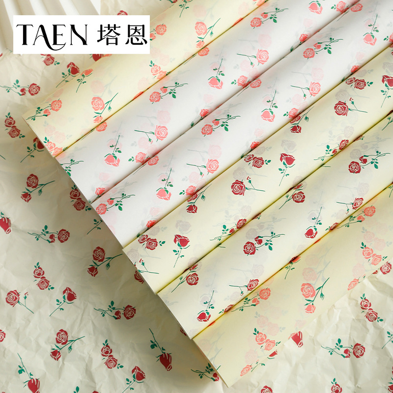 Romantic Rose Printed Sydney Paper Lined Paper Flower Bouquet Wrapping Paper Hand-kneaded Paper Floral Flower Shop Flower Wrapping Paper