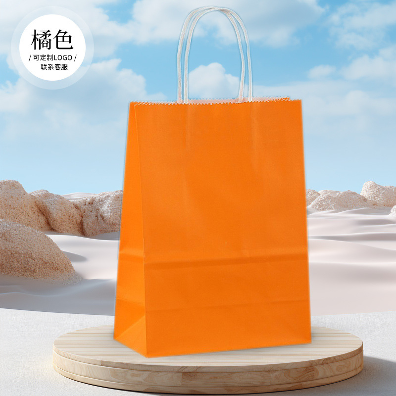 Picture of Customized Kraft Paper Bag Handbag Baked Milk Tea Takeaway Catering Packaging Bag Holiday Gift Satchel Paper Bag