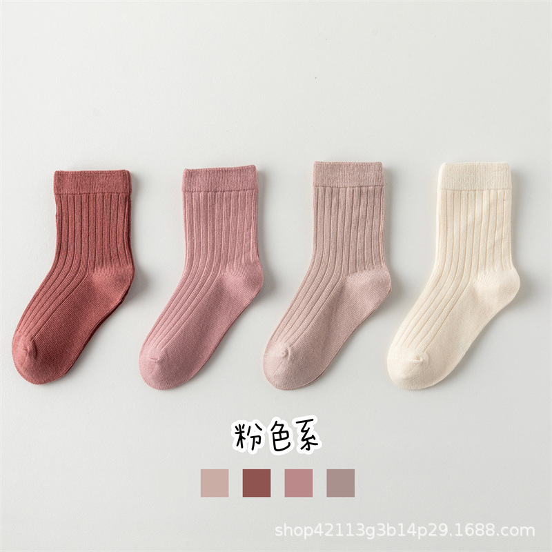 Picture of Children's socks spring and autumn Class A cotton boys' and girls' socks Korean style solid color baby mid-calf socks autumn medium and large children's fashion