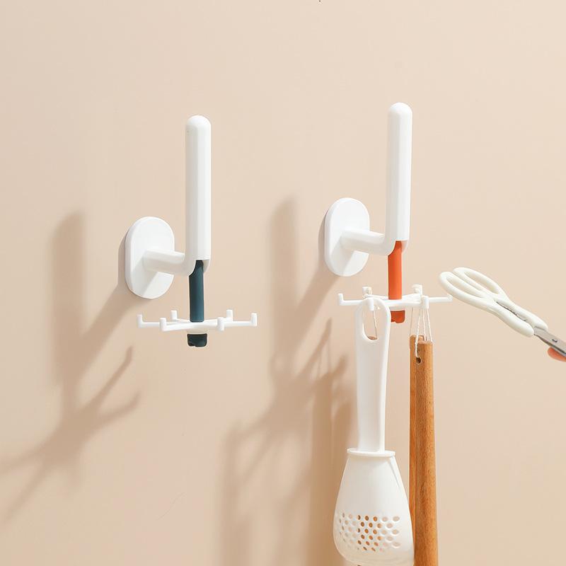 Picture of Nordic Kitchen Hook Punch-free Rotary Hook Multi-functional Lazy Rag Hanger Wall Hanging Six-claw Hook