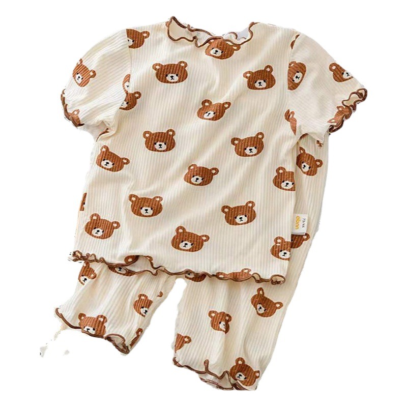 Picture of Children's pajamas Summer New Girls' Outer Wear Short-sleeved Floral suit Summer Two-piece Set