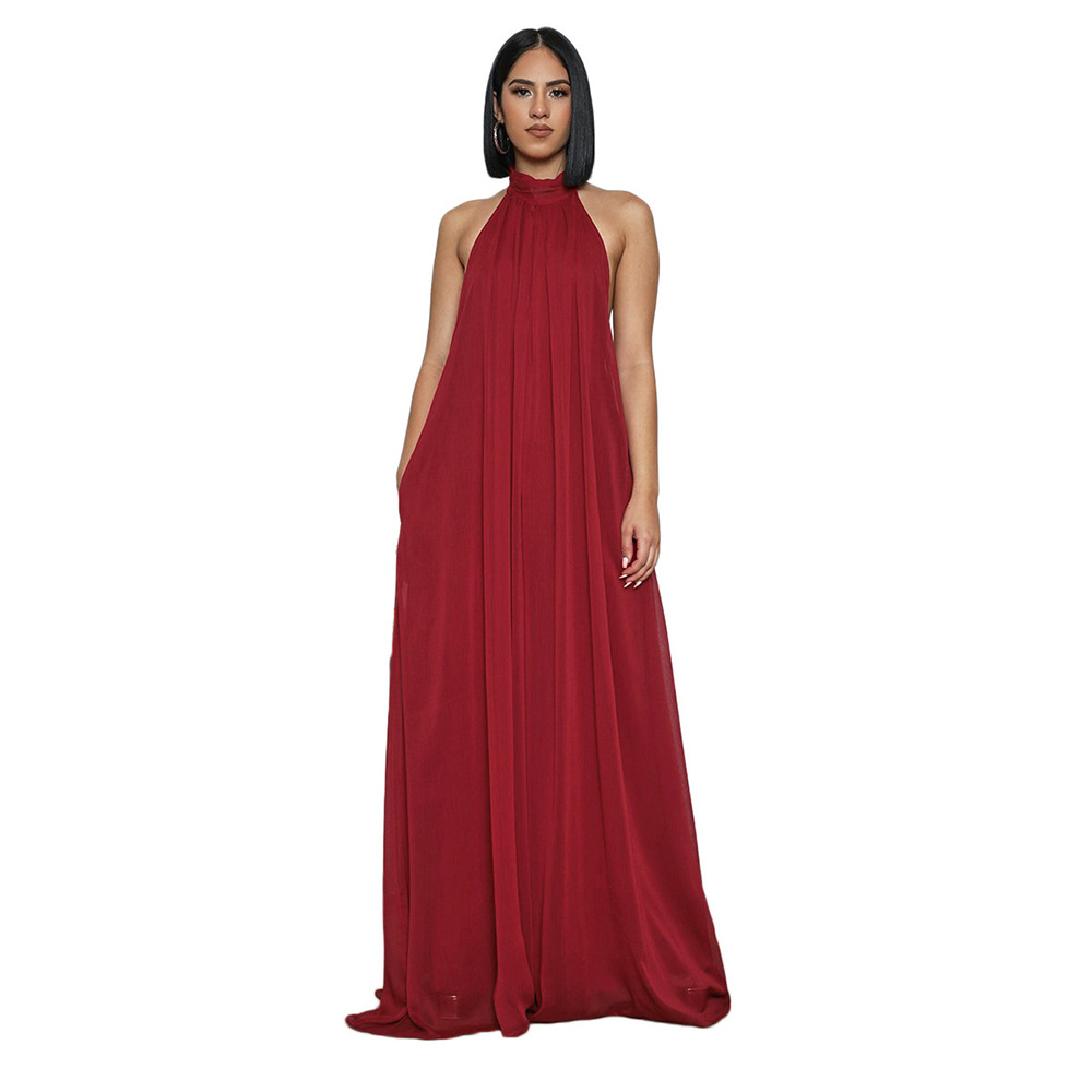 Picture of Chiffon Loose Wide-Leg Jumpsuit Chiffon Backless Sleeveless Halter Loose Jumpsuit for Women