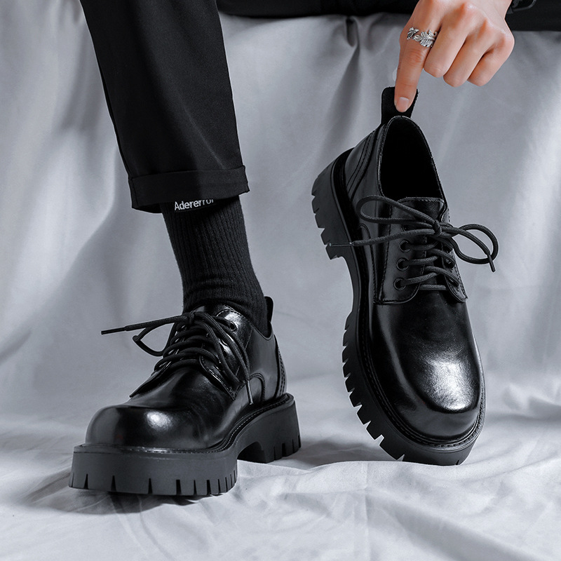 Small leather shoes men's 2025 new plus size men's boots 45 British style Joker college retro black shoes 2135-R