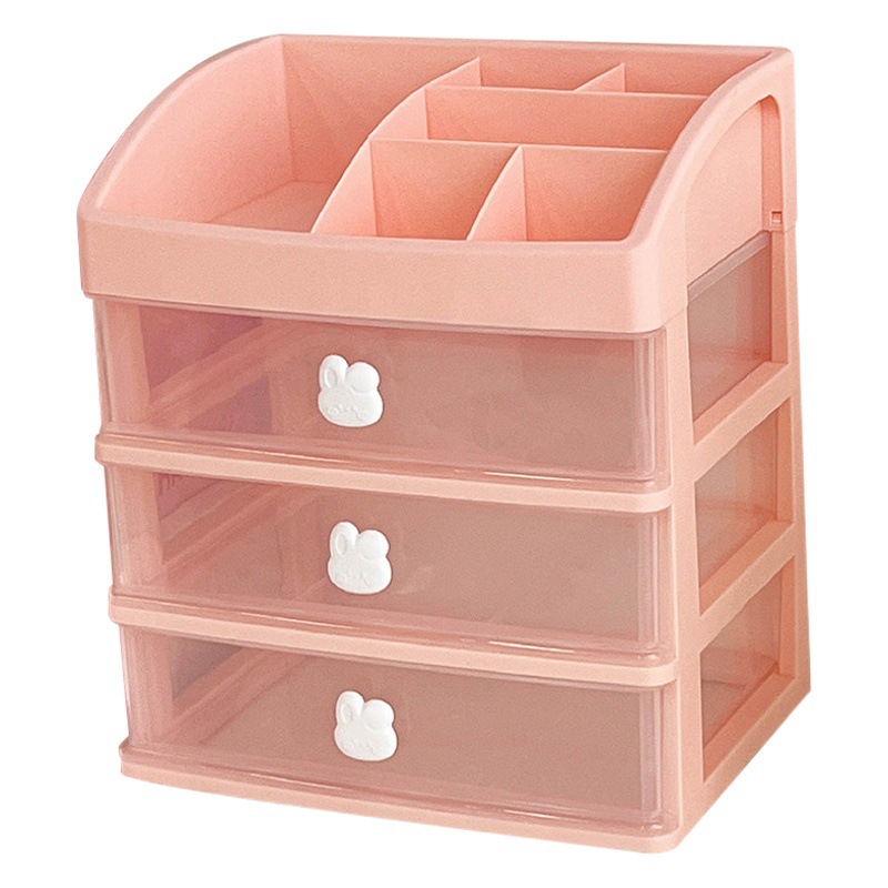 Ins Girl Heart Plastic Drawer-type Desktop Organizer Storage Box Student Dustproof Stationery Cosmetics Storage Rack New