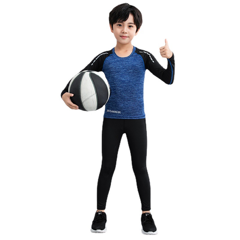 Picture of Children's Autumn and Winter Base Tight Suit Basketball Uniform Jersey Team Uniform Ball Suit Children's Autumn and Winter 2-Piece Tight Suit