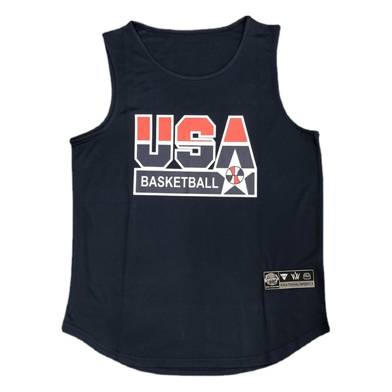 Vest Men's American Style Waistcoat Loose Sleeveless Basketball Suit Top Summer Quick-drying Jersey Sports Training Suit Loose