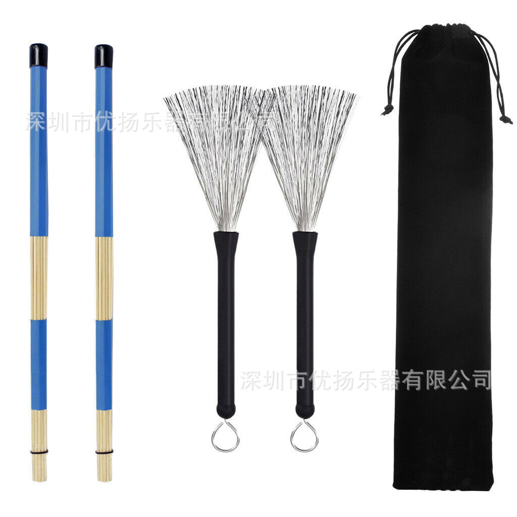 Drum set steel brush drum brush drum stick bundle stick drum brush stainless steel brush bamboo drum brush drum set accessories