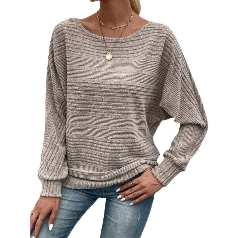 European and American cross-border Amazon autumn and winter New comfortable casual solid color long sleeve round neck stitching pullover top T-shirt for women