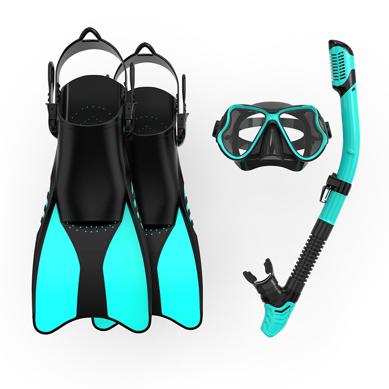 Diving flippers swimming goggles breathing tube three-piece snorkeling suit water sports silicone mouthpiece frog shoes mask wholesale